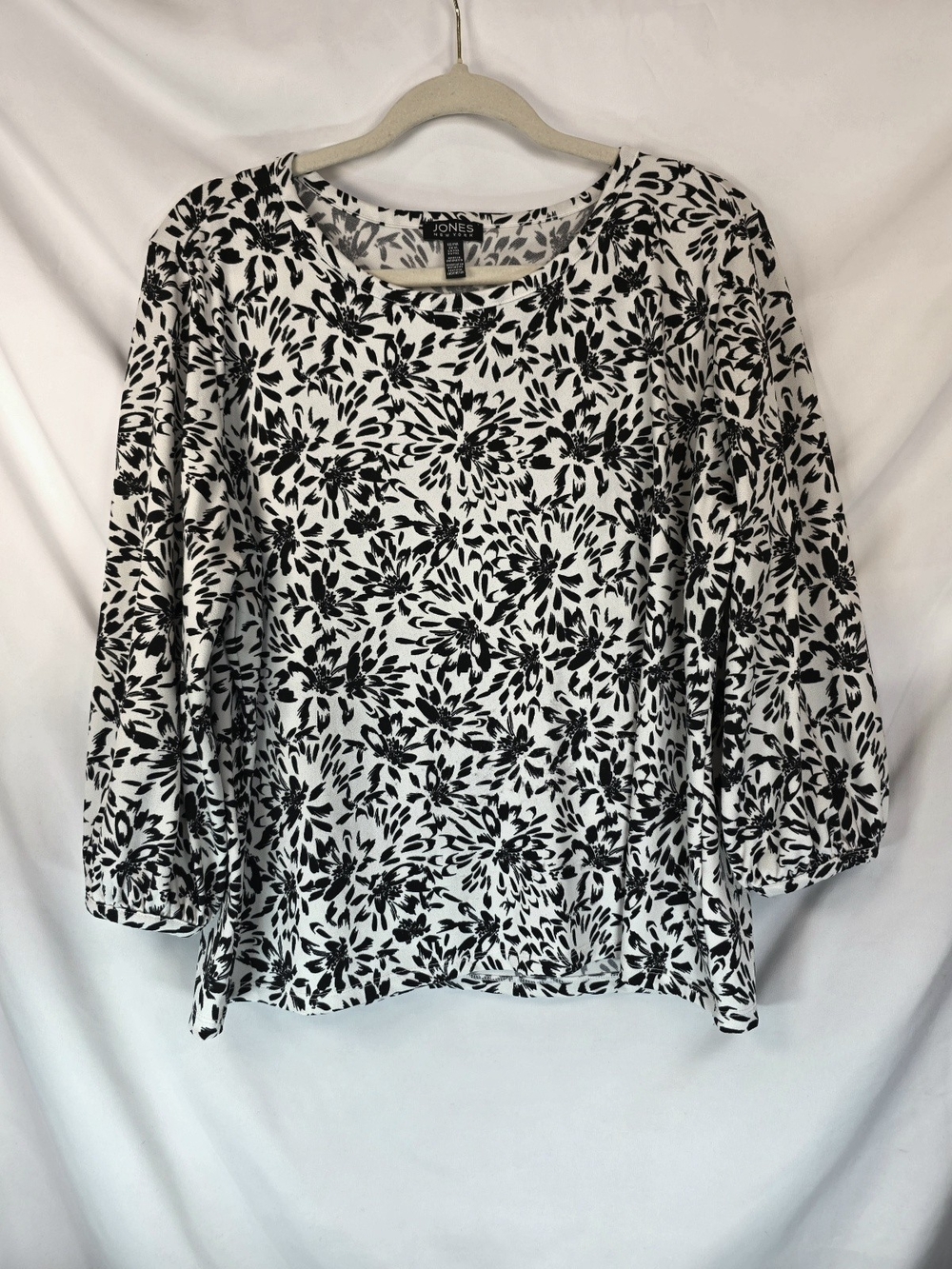 Jones New York Women's Boho Peasant Cottagecore Office Casual Floral Blouse XL